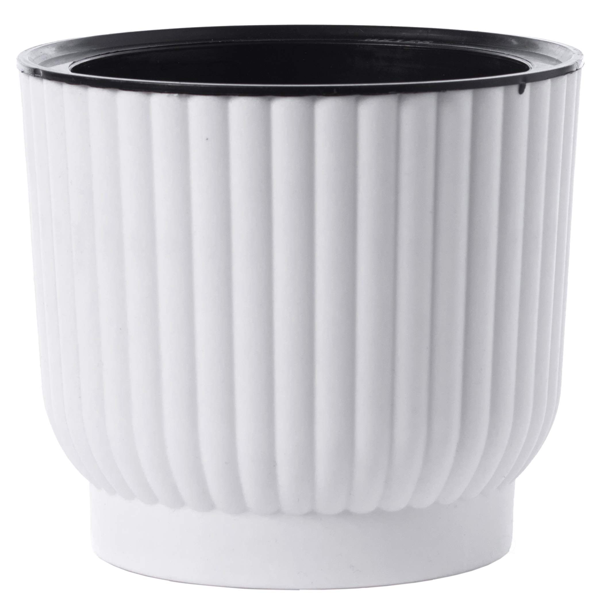 Gardenised 6-Pack Self-Watering White Flower Pots - Indoor/Outdoor Planters with Drainage Holes for Home Decor, Balcony, Office & Garden Use