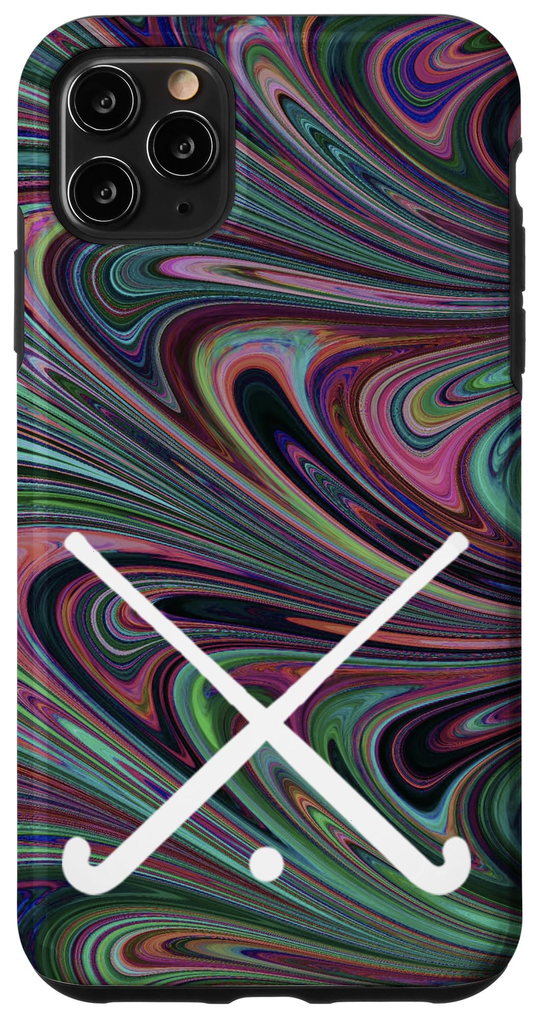 iPhone 11 Pro Max Hockey Protective Case - Durable Shockproof Dark Swirl Design for Field Hockey Players | Perfect for Sports, Outdoor Activities & Daily Use