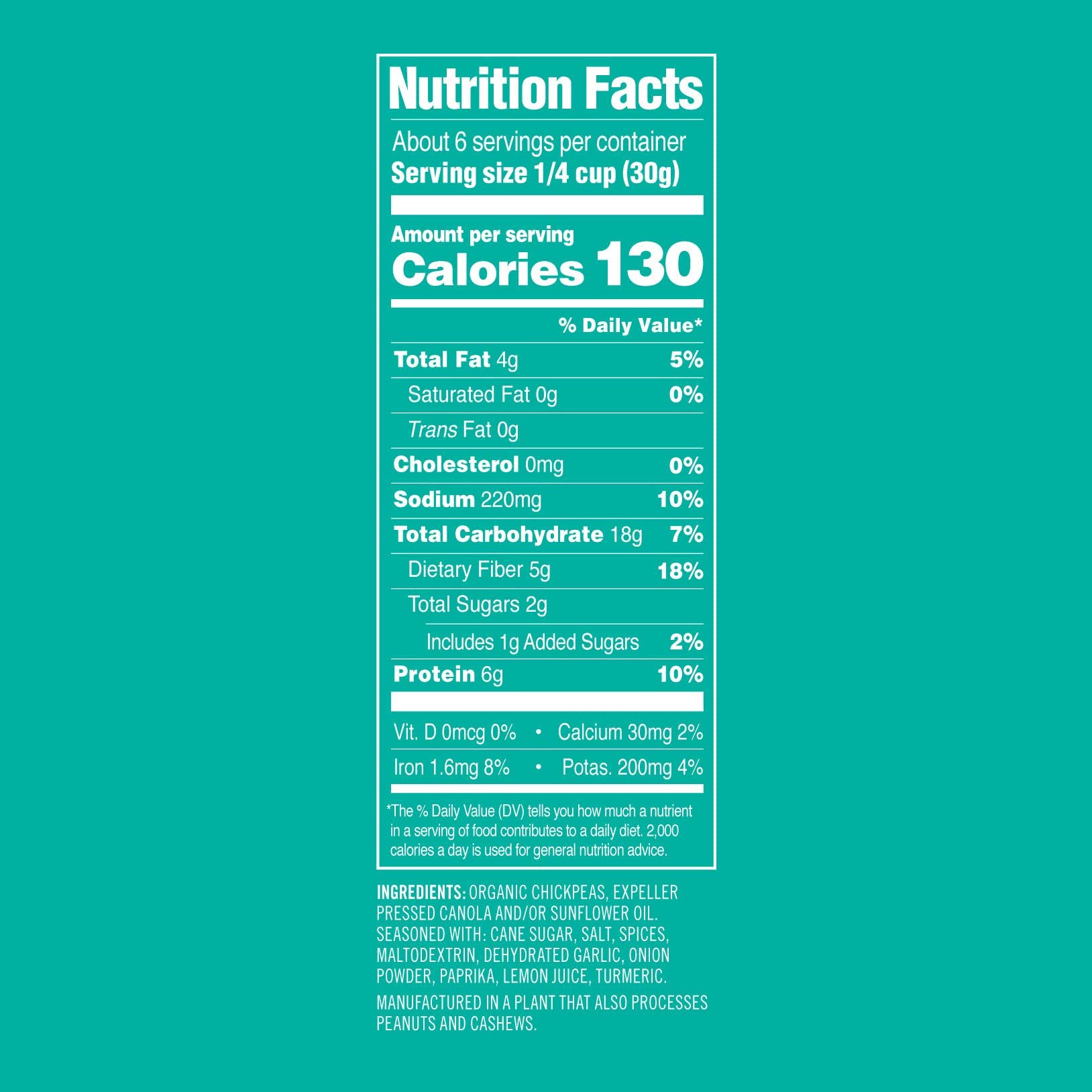 Organic Crunchy Chickpea Snacks - Gluten Free, Non-GMO, Kosher, Vegan | Falafel Flavor | 6 oz (6 Pack) | Healthy On-the-Go Snack for Work, School & Travel