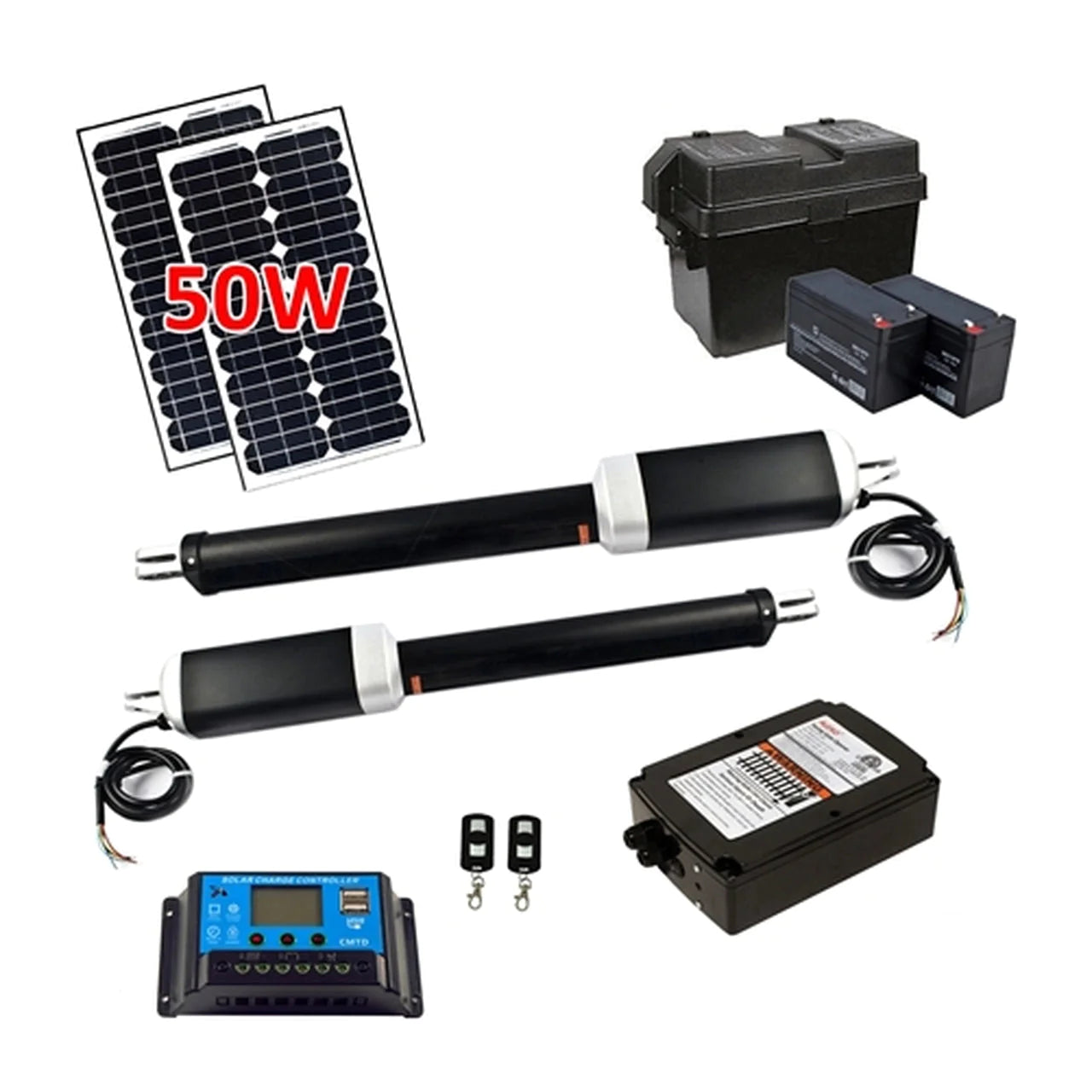 Aleko GG900U Dual Swing Gate Operator - ETL Listed AC/DC Automatic Gate Opener with 50W Solar Kit for Driveway Security & Home Access Control