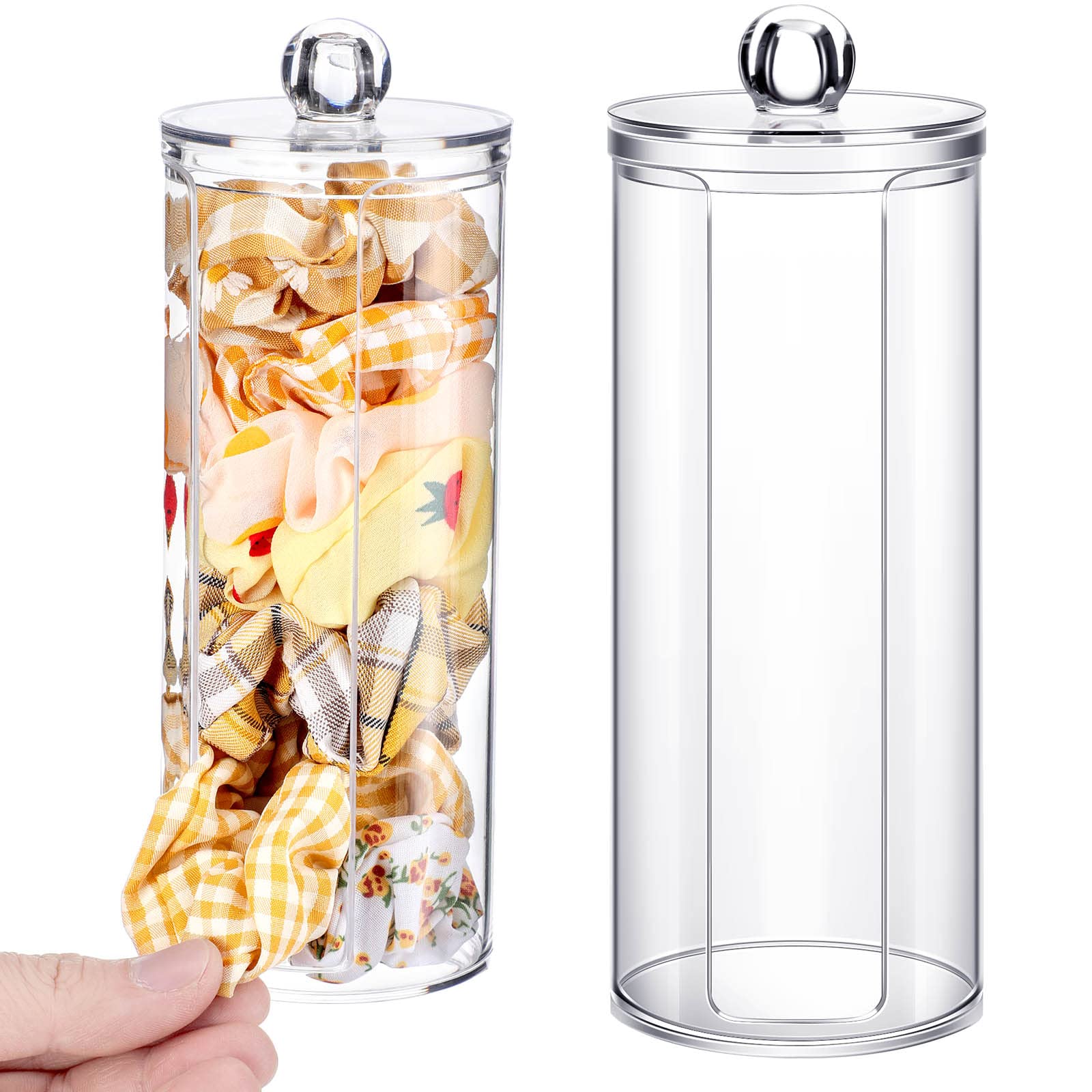 2 Pack Clear Acrylic Scrunchie Holder Organizer - Hair Ties Display Stand for Jewelry Bracelets Watches | Perfect for Salon, Bathroom & Vanity Organization
