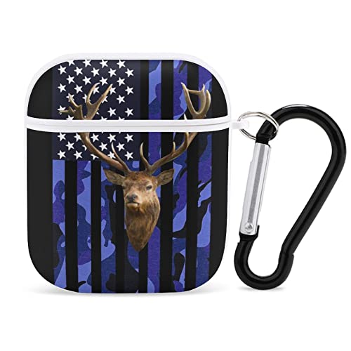 Deer Camo Camouflage American Flag Hunting Blue