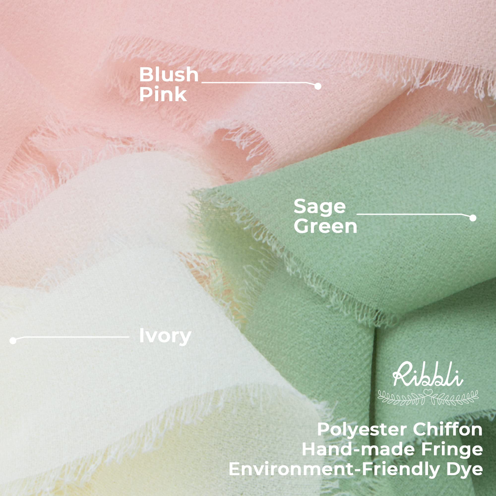 Ribbli Blush Pink Chiffon Ribbon 1.5 Inch x 20 Yards - Handmade Silk Fringe Ribbon for Wedding Invitations, Bridal Bouquets, Floral Arrangements - Perfect for DIY Crafts, Gift Wrapping & Party Decorations