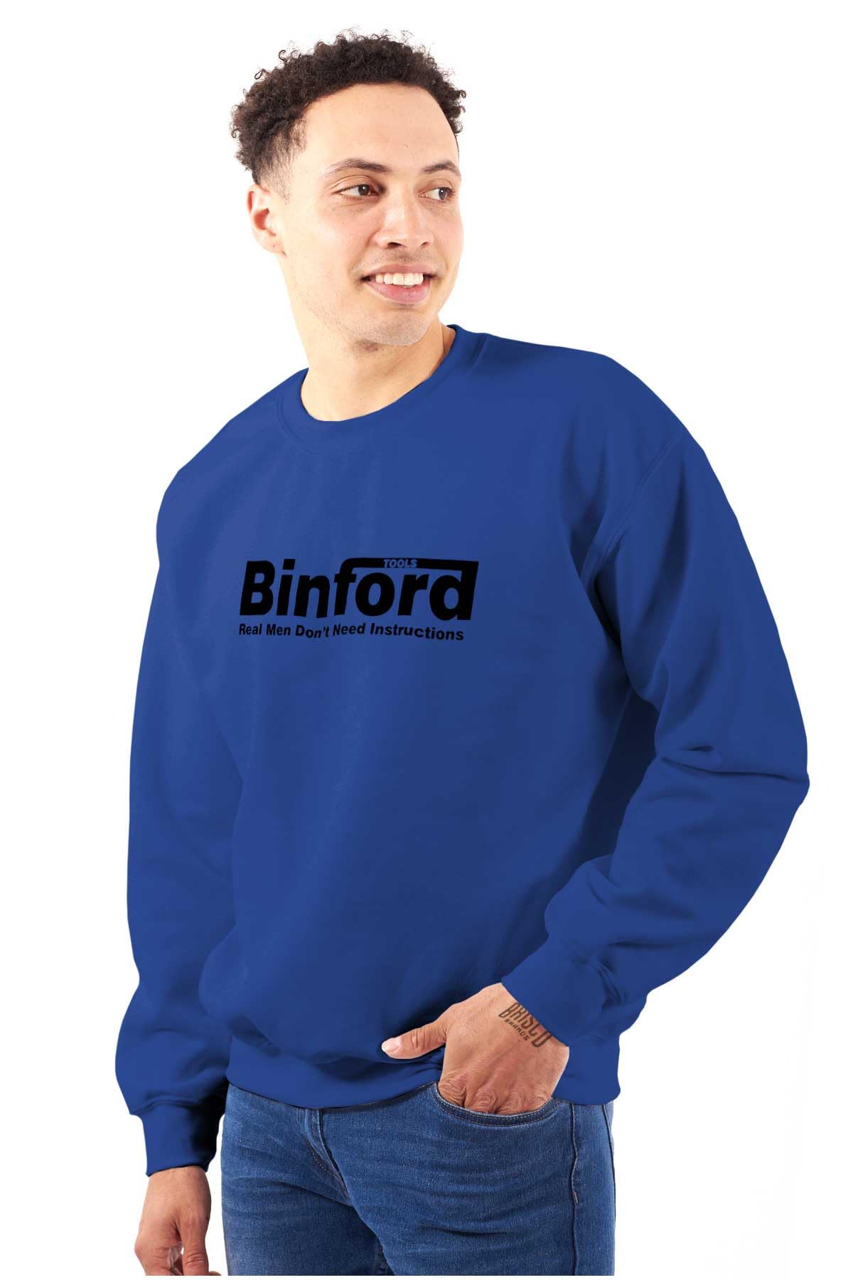 Brisco Brands Binford Tools Real Men No Instruction Sweatshirt - Unisex Pullover Hoodie for Men & Women | Perfect for DIY Projects, Workshop & Casual Wear