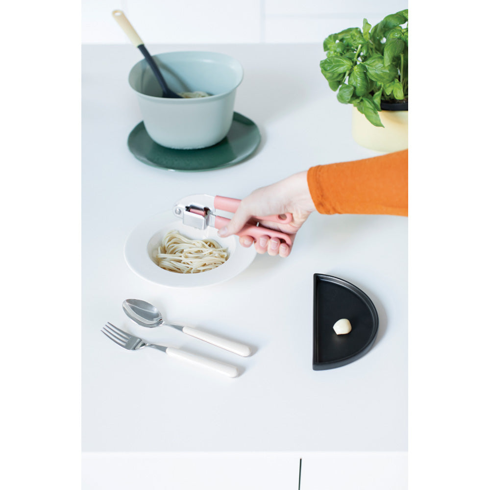 Premium Stainless Steel Garlic Press - Heavy Duty Garlic Mincer & Crusher with Ergonomic Handle - Perfect for Cooking, Baking & Meal Prep - Red