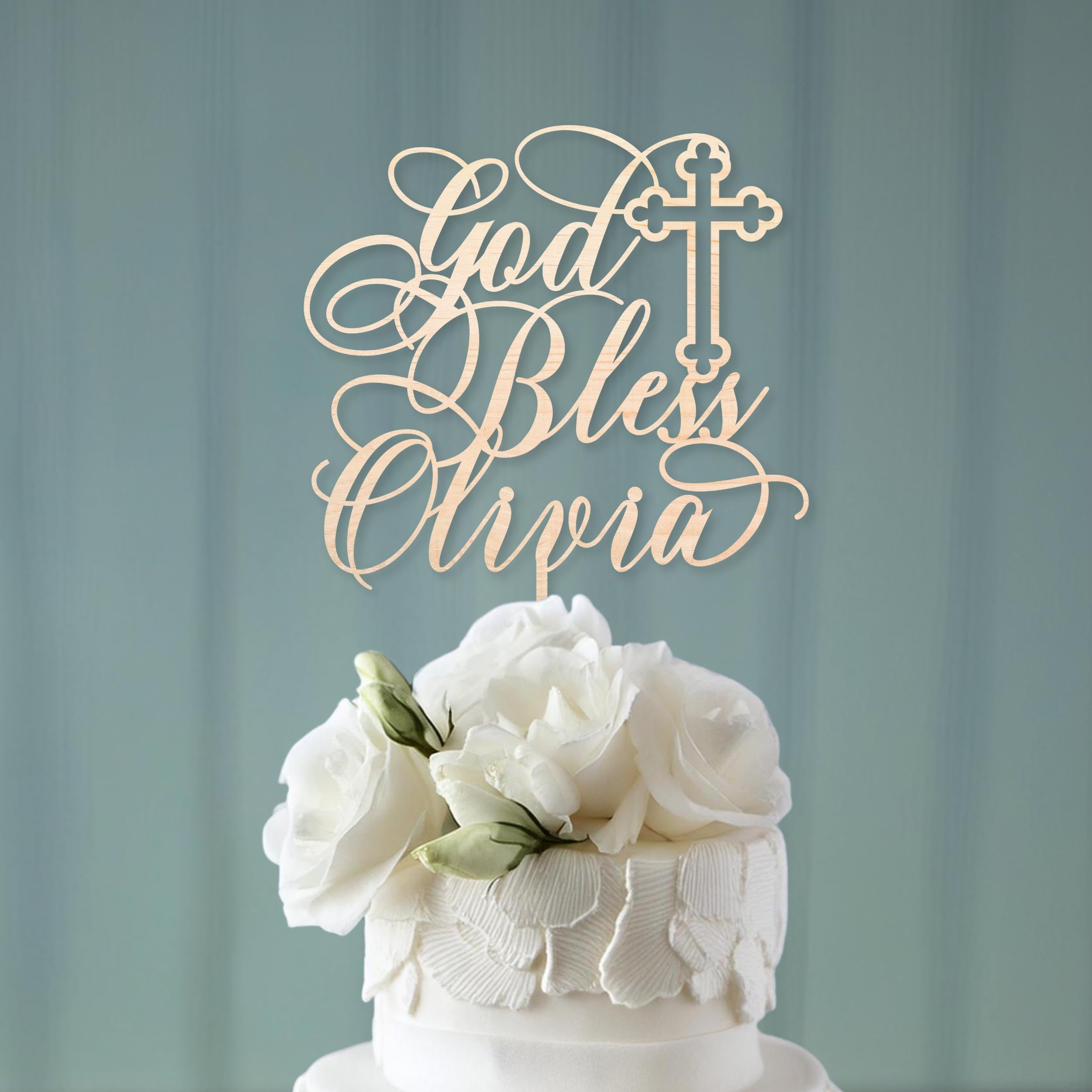 Custom Baptism Cake Topper Personalized with Name - Christening & Communion Cake Decor for Boys & Girls - Perfect for Baptism, First Communion, Baby Shower & Religious Celebrations