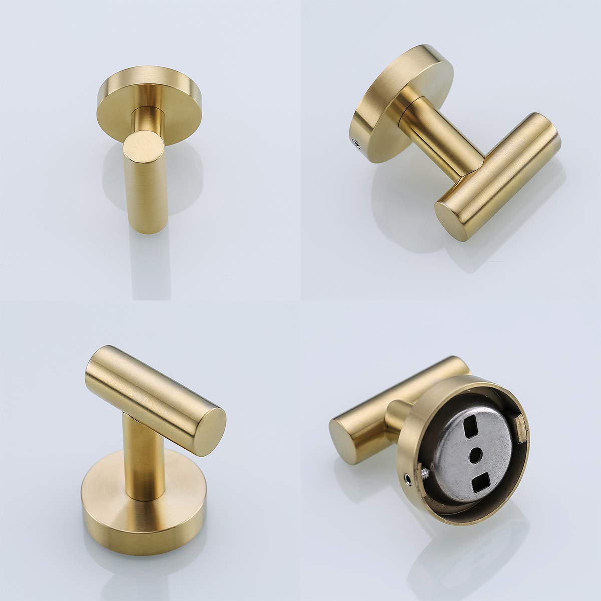 2 Pack Gold Towel Hooks - Stainless Steel 304 Bathroom & Kitchen Wall Hooks for Towels, Robes & Coats - Rustproof Bathroom Hardware Accessories for Home, Spa & Hotel Use