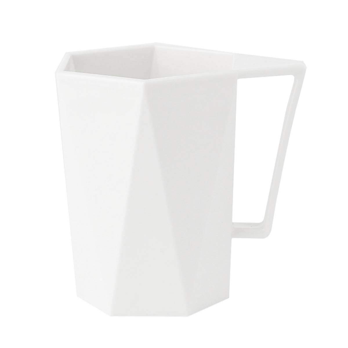 Christmas Gift Plastic Toothbrush Holder & Tumbler Cup - Creative Geometric Bathroom Mouthwash Cup with Handle (White) - Perfect for Holiday Gifts, Bathroom Organization & Travel Essentials