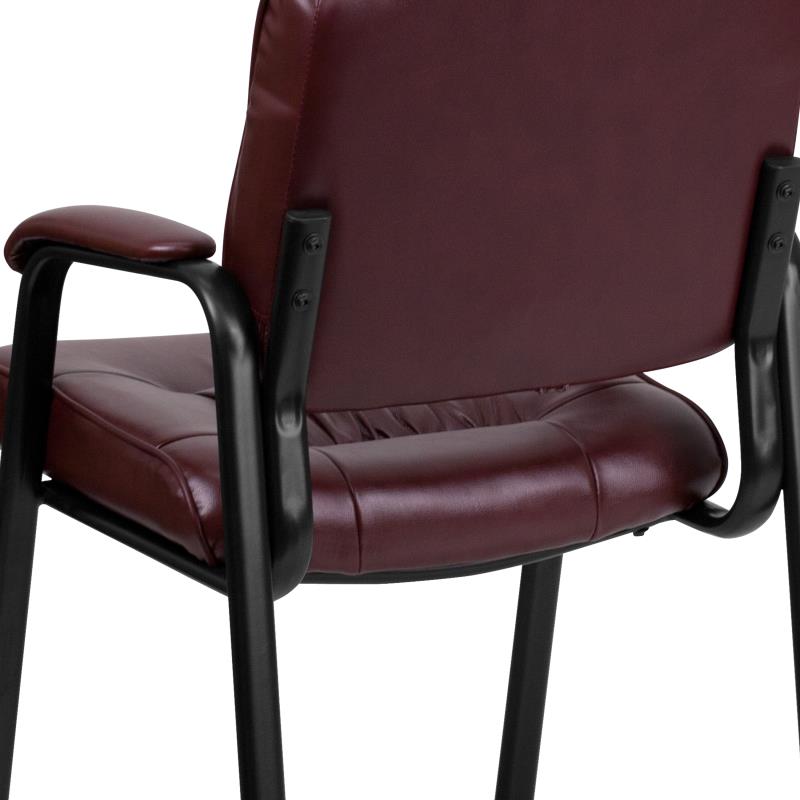Premium FLASH Haeger Leather Executive Office Chair - Black Metal Frame Reception Seating for Professional Workspaces & Conference Rooms