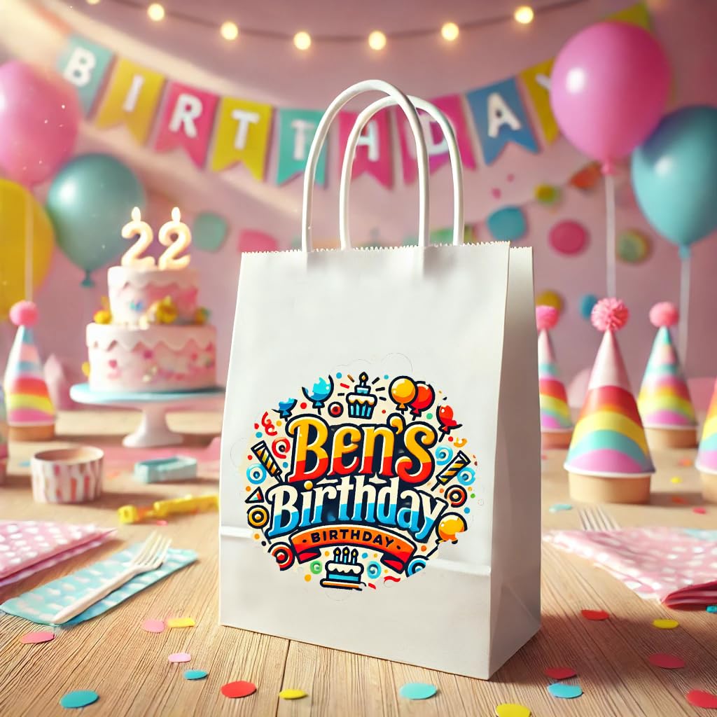 Custom Printed White Kraft Paper Bags - 8