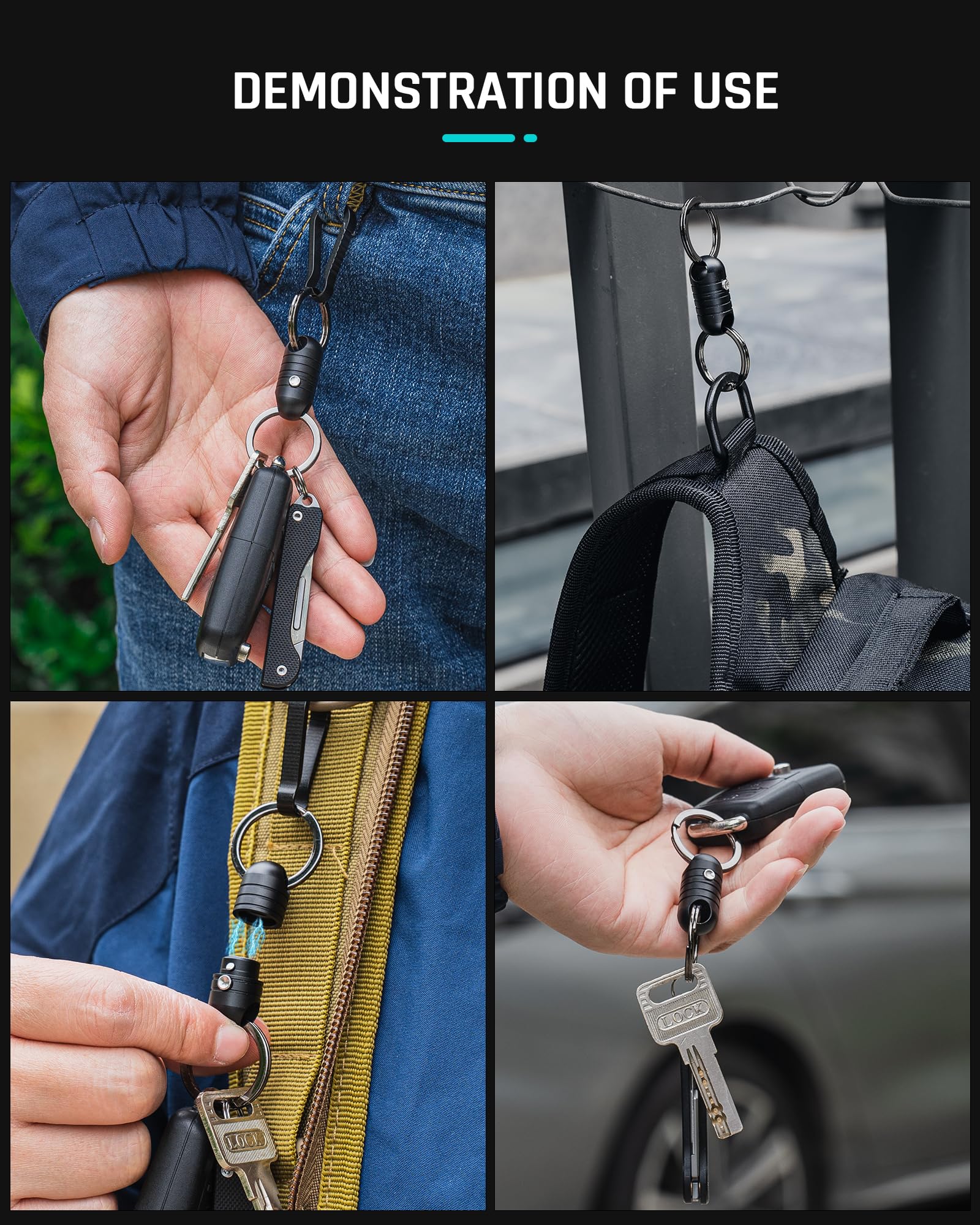 Magnetic Quick Release Keychain Holder - Detachable Key Ring Connector for Car Keys, House Keys & Office Keys | Secure & Convenient Key Organizer for Men & Women | Perfect for Everyday Carry, Travel & Key Management