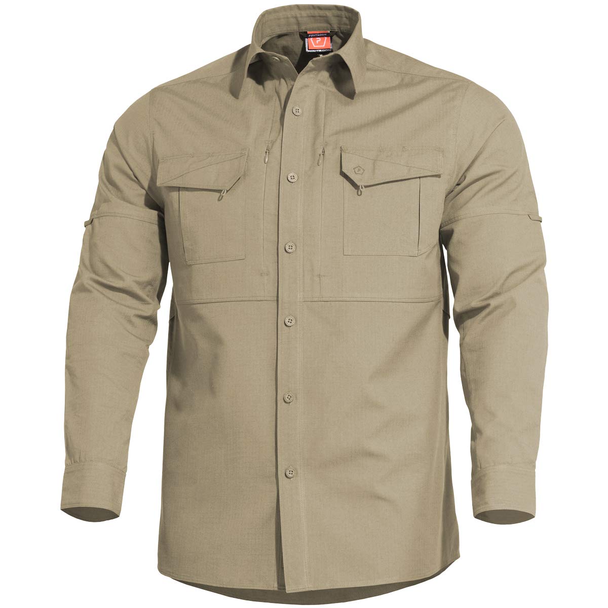 Pentagon Plato Tactical Shirt - Khaki Color Military Style Top for Outdoor Adventure & Tactical Training