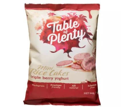 Mini Rice Cakes Triple Berry Yogurt 60g - Crunchy Wholegrain Snack for Healthy Lifestyle