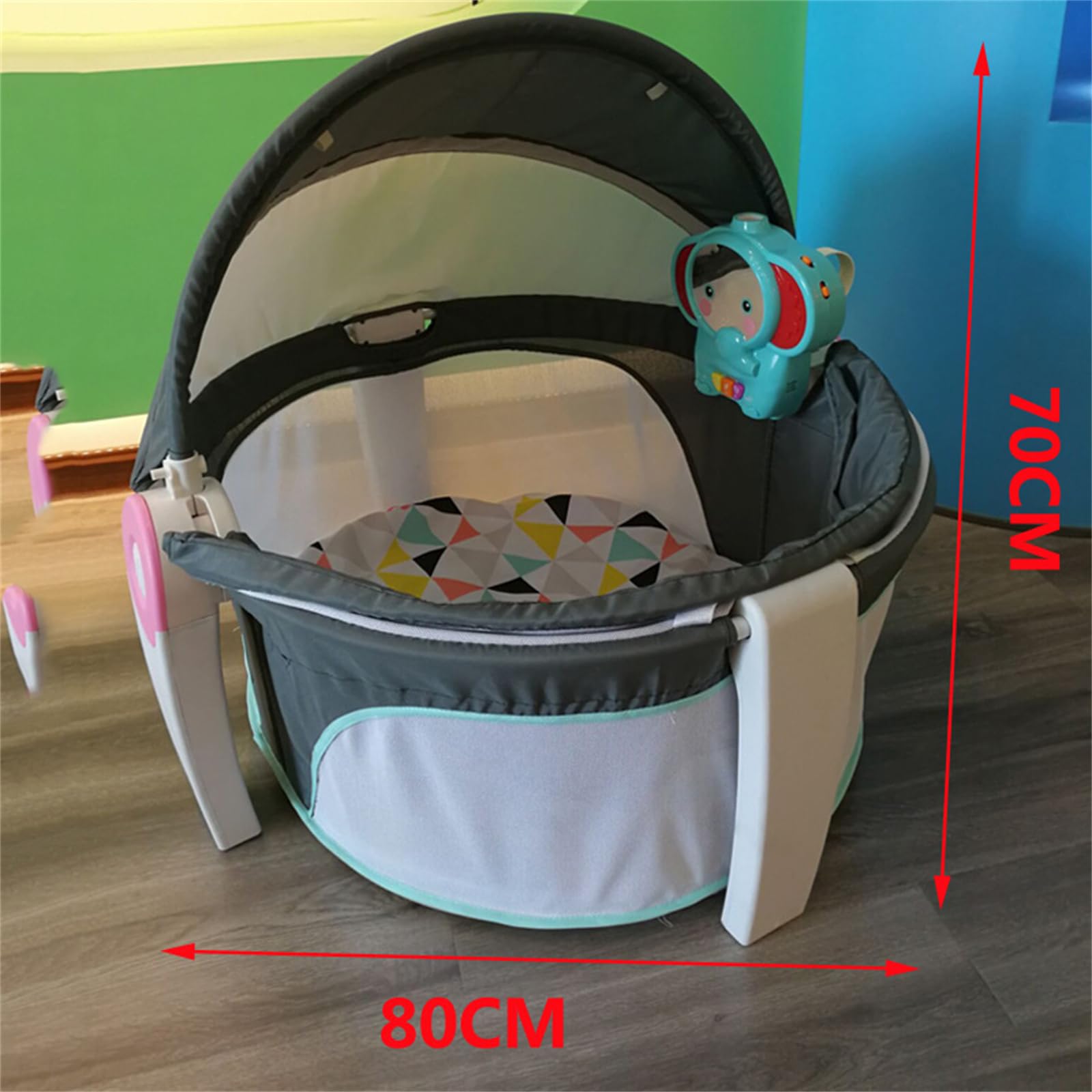 Portable Baby Swing Rocker with Music & Canopy - Foldable Infant Bassinet Crib with Mattress for Newborns - Indoor & Outdoor Use - Perfect for Nursery, Travel, and Playtime