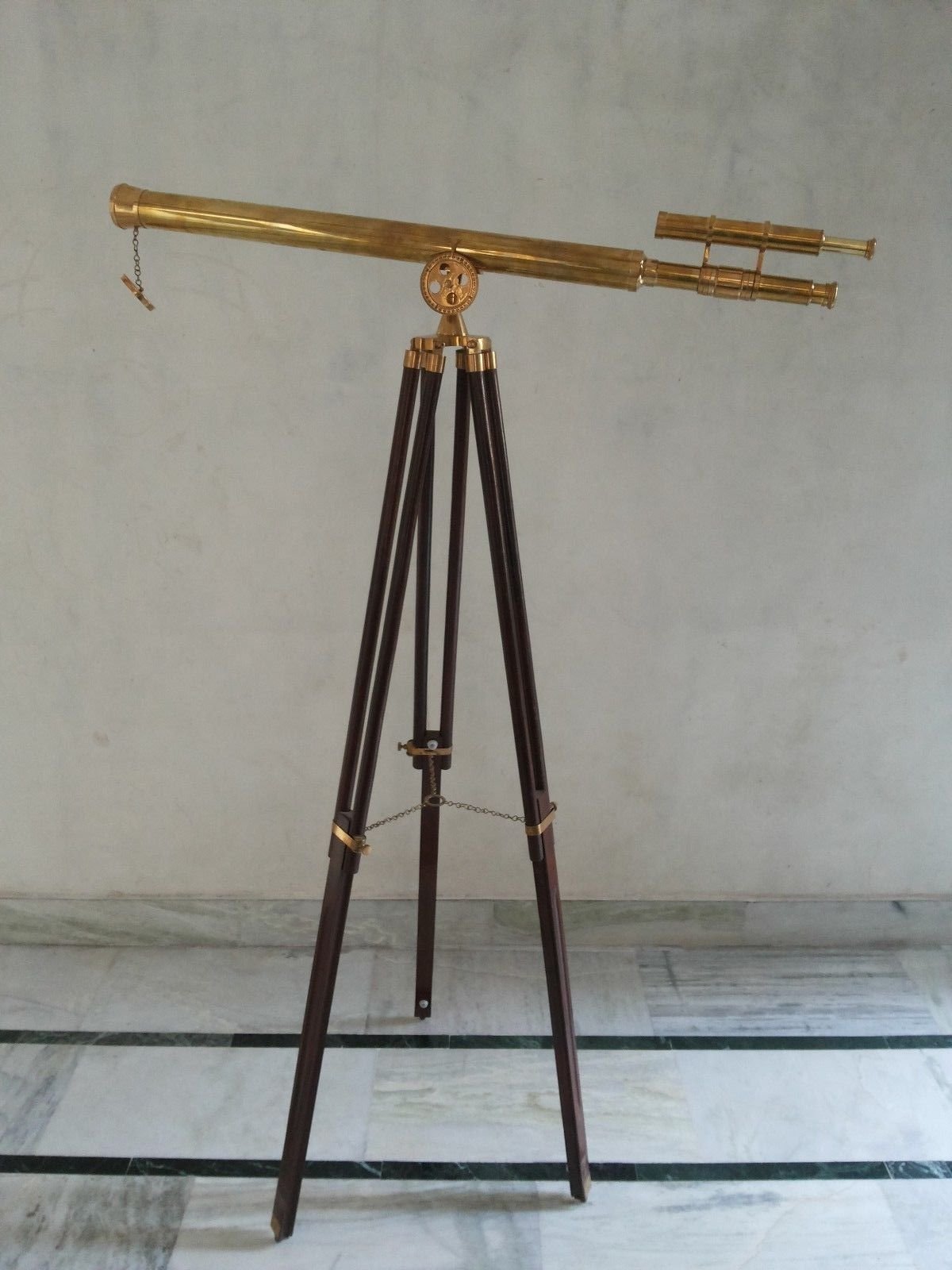 Premium Brass Telescope with Double Barrel Griffith Astro Lens & Wooden Tripod Stand - High Power Astronomy Telescope for Stargazing, Bird Watching & Outdoor Exploration
