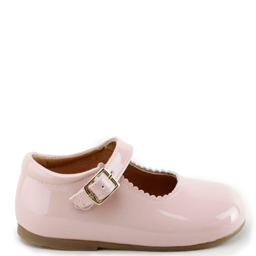 Pink Patent Leather Scalloped Baby Shoes for Girls - Soft & Comfortable First Walkers - Perfect for Special Occasions, Photo Shoots & Everyday Wear