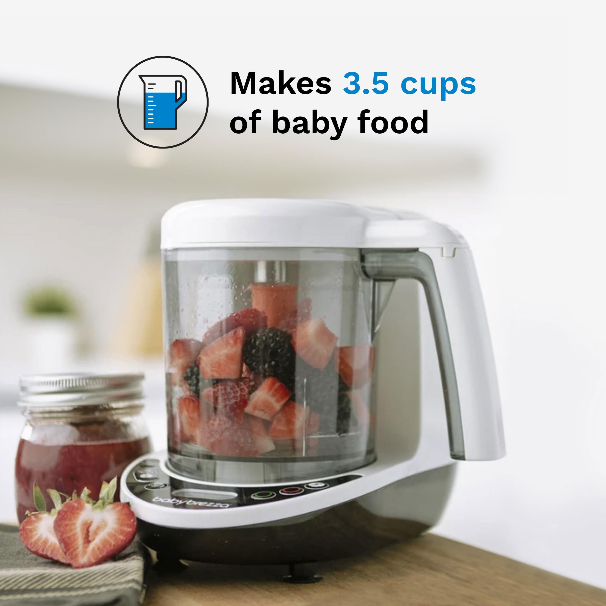 Baby Brezza One Step Baby Food Maker Deluxe – Automatic Shut Off, Dishwasher Safe Steamer & Blender for Homemade Organic Purees – Perfect for Infants & Toddlers – Includes 3 Pouches + 3 Funnels – Ideal for Busy Parents Making Healthy Meals at Home