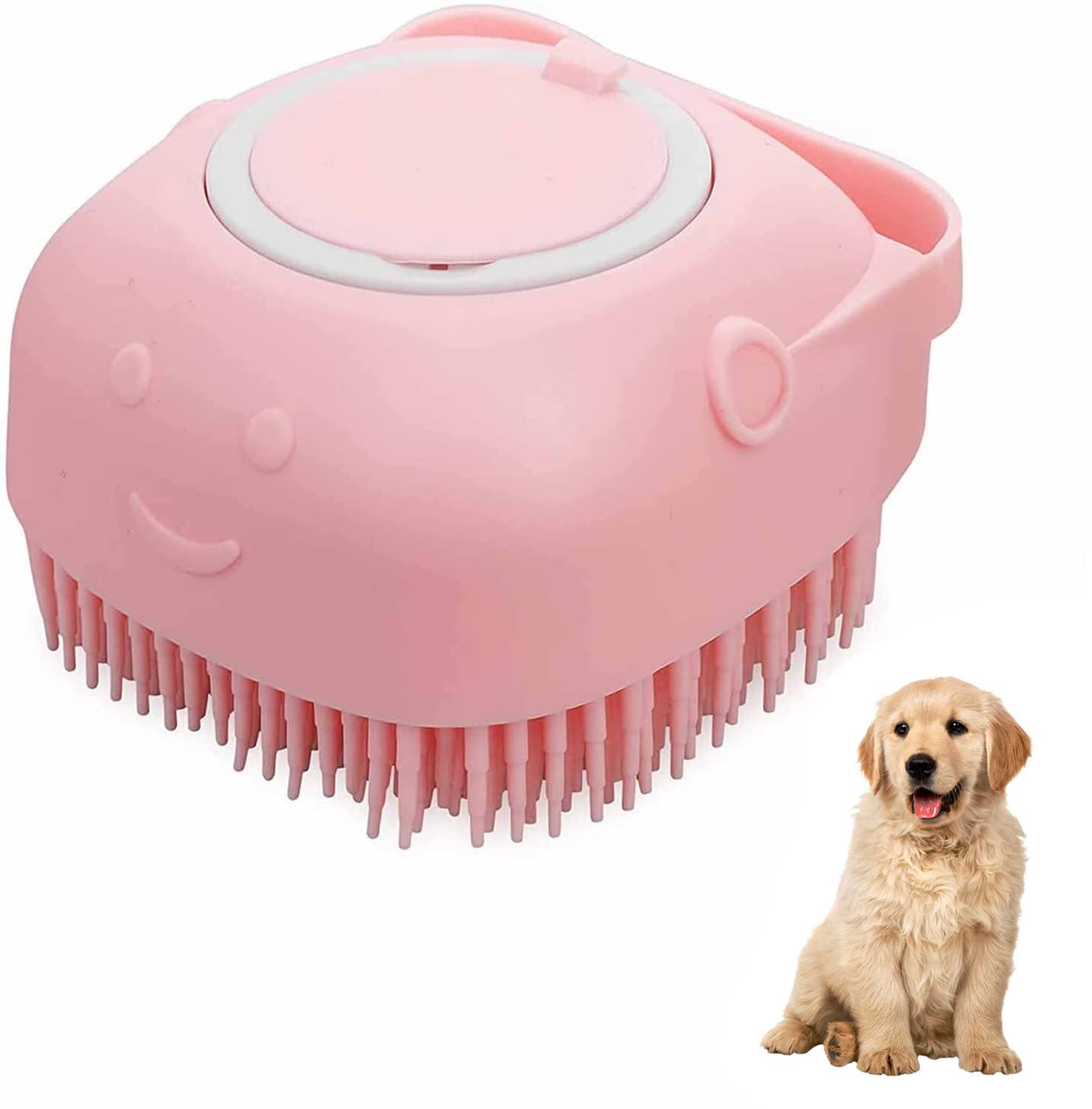 Premium Silicone Pet Grooming Brush for Dogs & Cats - Gentle Massage & Hair Removal Tool for Short & Long Hair Pets - Perfect for Bath Time & Daily Brushing (Pink) - Great for Shedding Control & Coat Shine