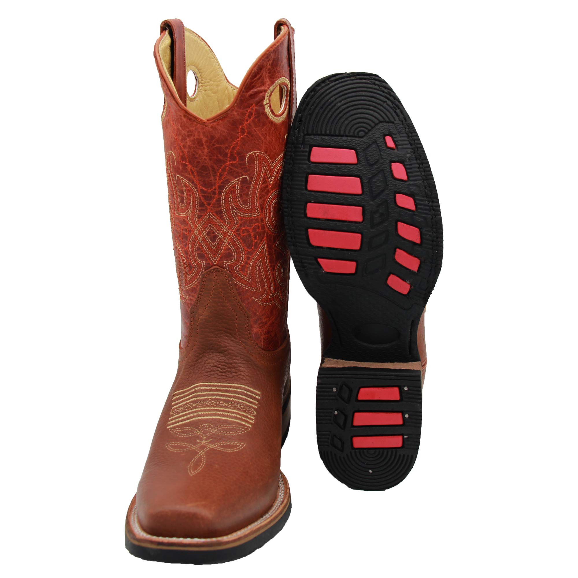 **Men's Genuine Leather Cowboy Boots Square Toe Rodeo Western Boots for Men - Free Belt Included - Perfect for Rodeo, Country Dancing & Outdoor Adventures**
