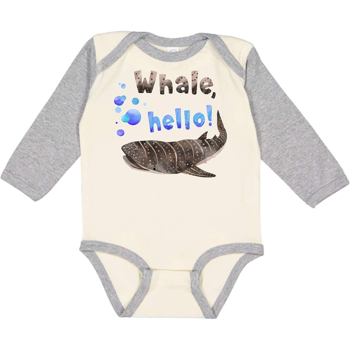 Inktastic Whale Hello Cute Whale Shark with Bubbles Long Sleeve Baby Bodysuit - Adorable Ocean-Themed Outfit for Newborns, Infants & Toddlers - Perfect for Beach Trips, Photo Shoots & Everyday Wear