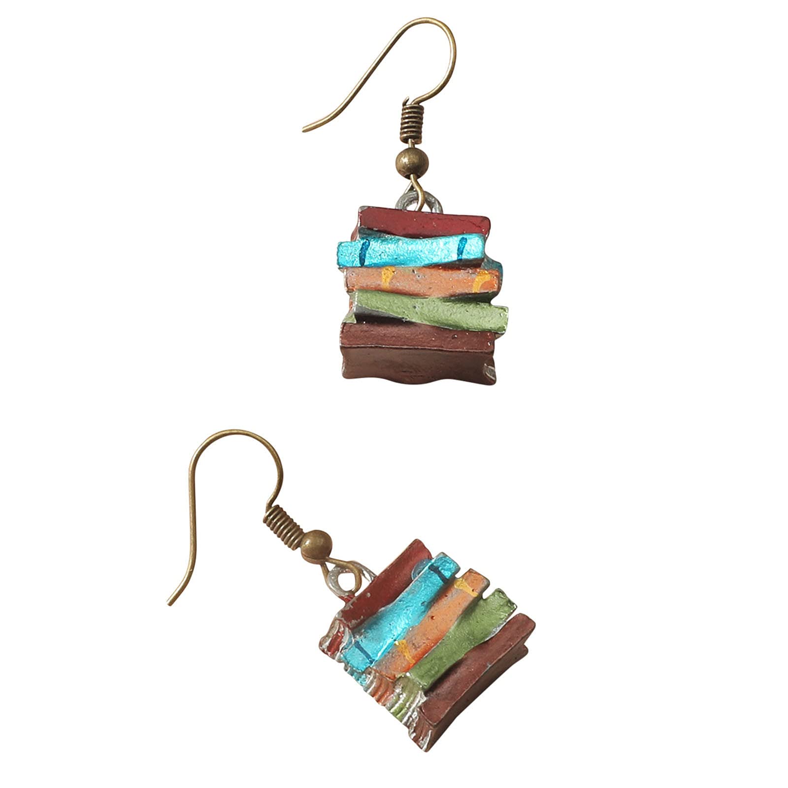 Trendy Vintage Book Earrings for Women - Cute Retro Stacked Books Jewelry - Fashionable Stud Earrings for Book Lovers & Librarians - Perfect Gift for Readers & Literary Enthusiasts