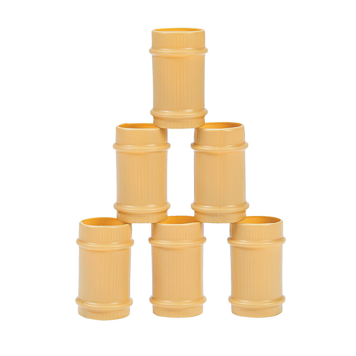 12-Pack 2 oz Plastic Bamboo Shot Cups - Eco-Friendly Disposable Drinking Glasses for Parties, Bars, and Cocktail Events