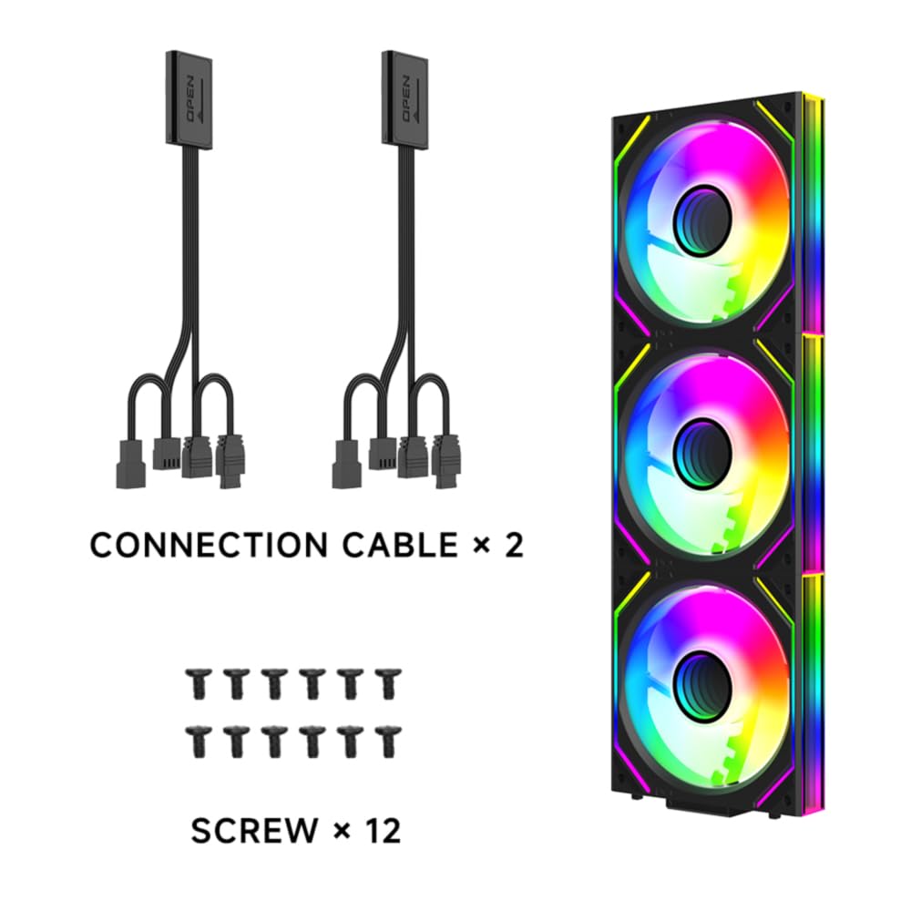 TZMRIT Interstellar-V2 120mm RGB PWM ARGB PC Cooling Fan Triple Pack - High Performance Infinity Fan for Gaming PC, Case & CPU Cooler - Perfect for Custom Builds, Overclocking & RGB Lighting Setup