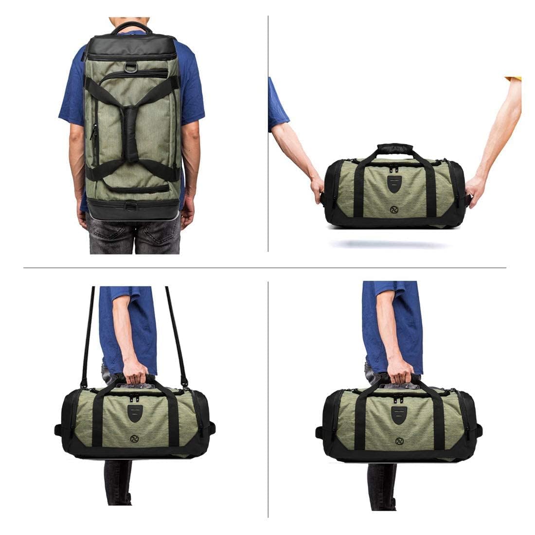 Waterproof Gym Duffle Backpack for Men & Women - Sports Travel Duffel Bag with Shoe Compartment | Perfect for Workout, Weekend Trips & Overnight Travel (Green)