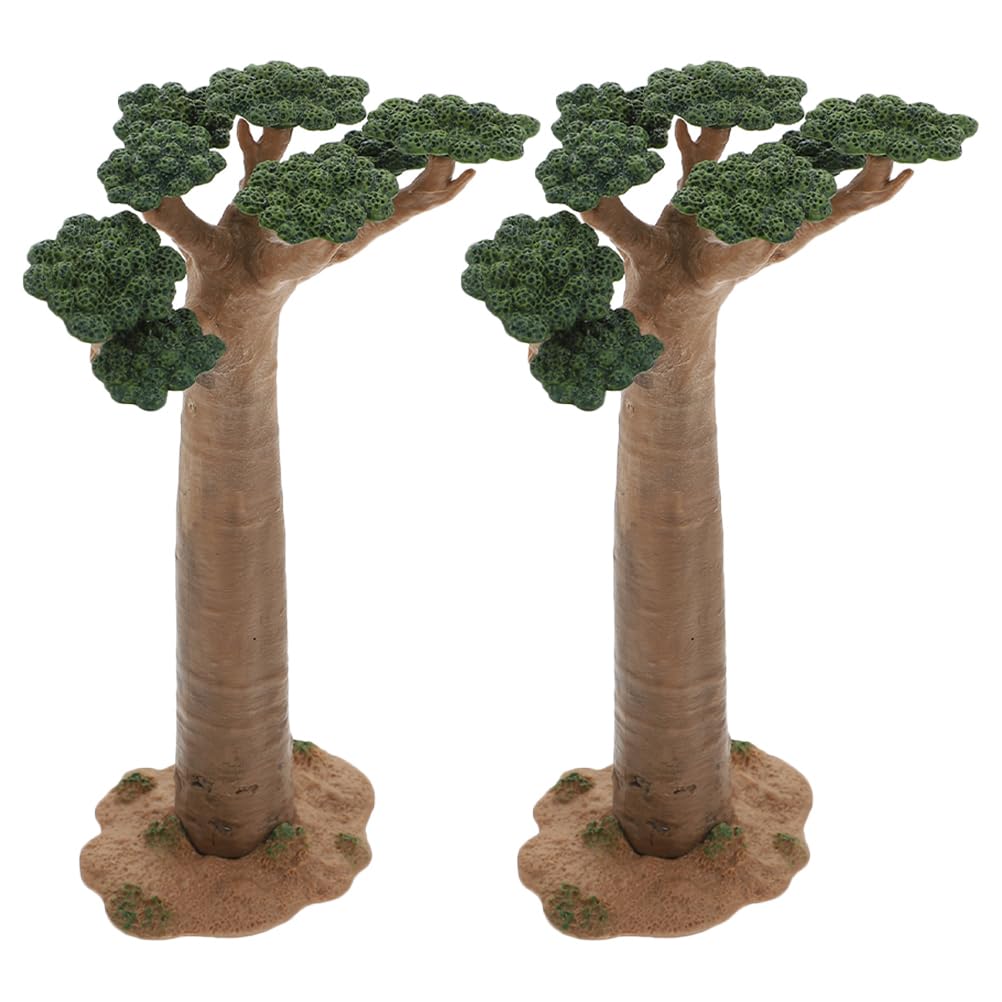 VOSAREA 2 Pack Mini Baobab Tree Model - Artificial Fake Trees for Train Scenery, DIY Crafts, Zen Garden & Sand Table Decor - Realistic Miniature Architecture Trees for Home & Office Display