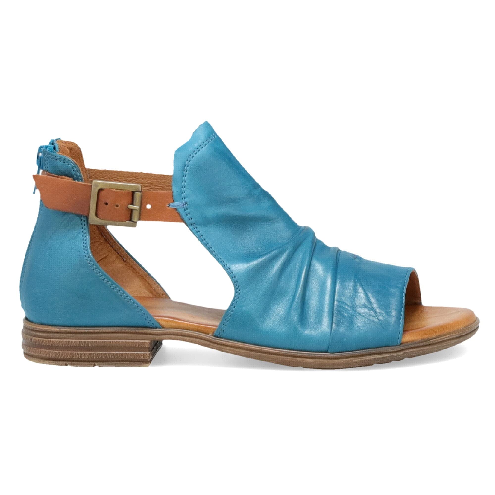 Miz Mooz Dipper Leather Sandals for Women - Comfortable Peep Toe Sandals with Buckle & Open Sides - Perfect for Summer, Beach, and Casual Outings