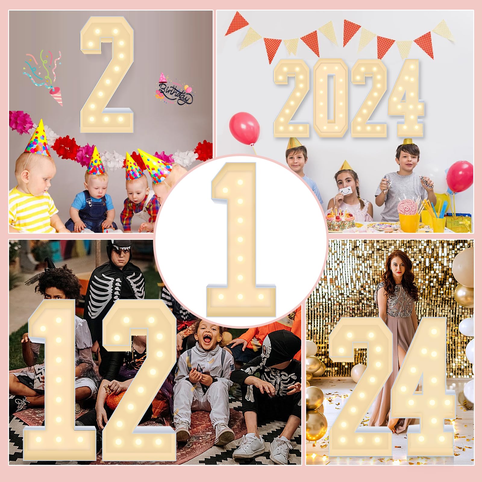 4FT Light Up Plastic Marquee Numbers 1 - Corrugated Plastic Board for Easy Assembly - Perfect for Birthday Parties, Yard Sales & Photo Backdrops - No Tools Required, Reusable Decorations