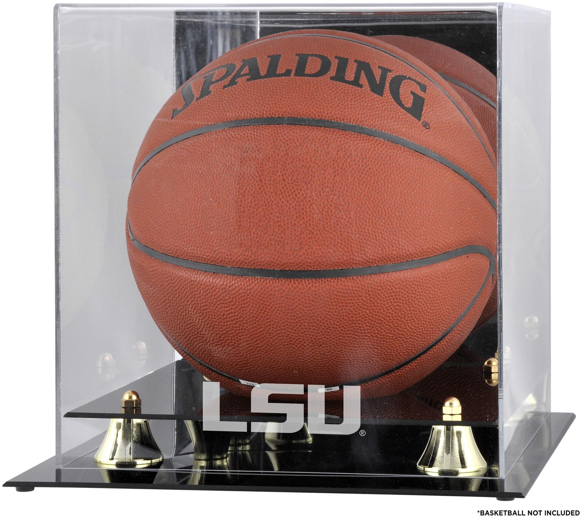 LSU Tigers Golden Classic Logo Basketball Display Case with Mirror Back - Premium College Basketball Memorabilia Showcase for Collectors | Perfect for Home, Office, or Man Cave Decor