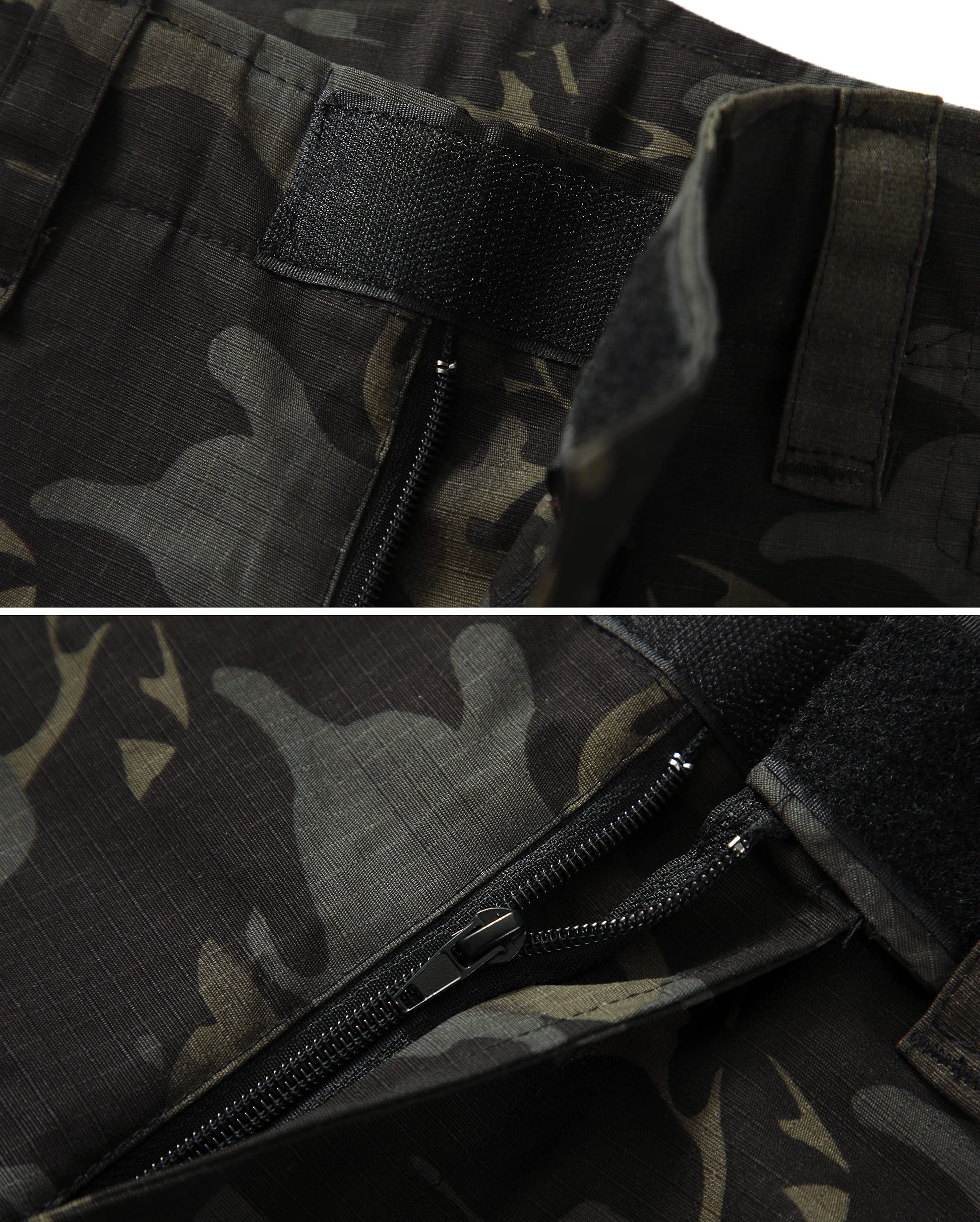 Men's Tactical Cargo Pants - Camo Ripstop Hiking & Work Pants with 10 Pockets (No Belt Needed) - Perfect for Outdoor Adventures, Military Duty & Everyday Wear