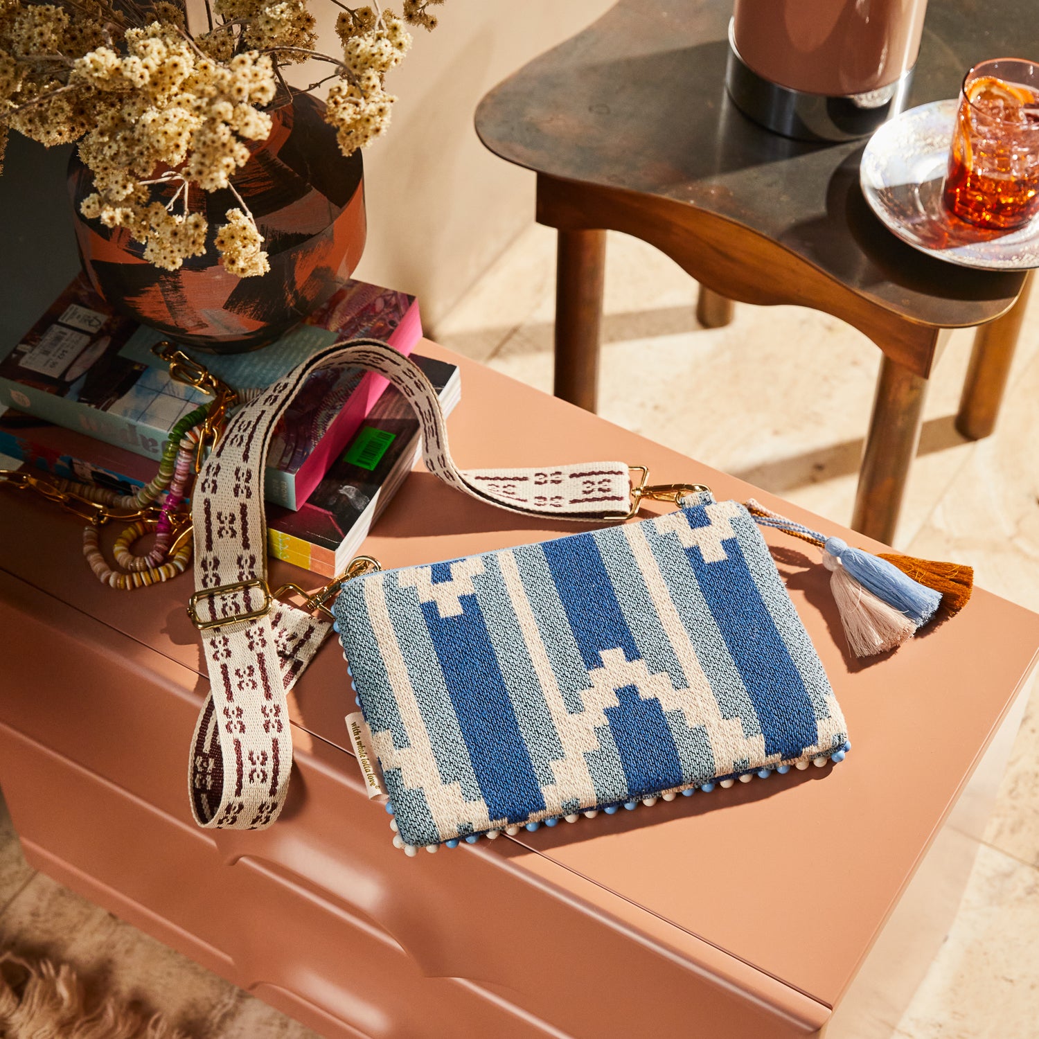 Anvi Beaded Clutch Purse - Blue Denim Crossbody Bag for Women | Fashion Evening Clutch for Parties, Weddings & Special Occasions