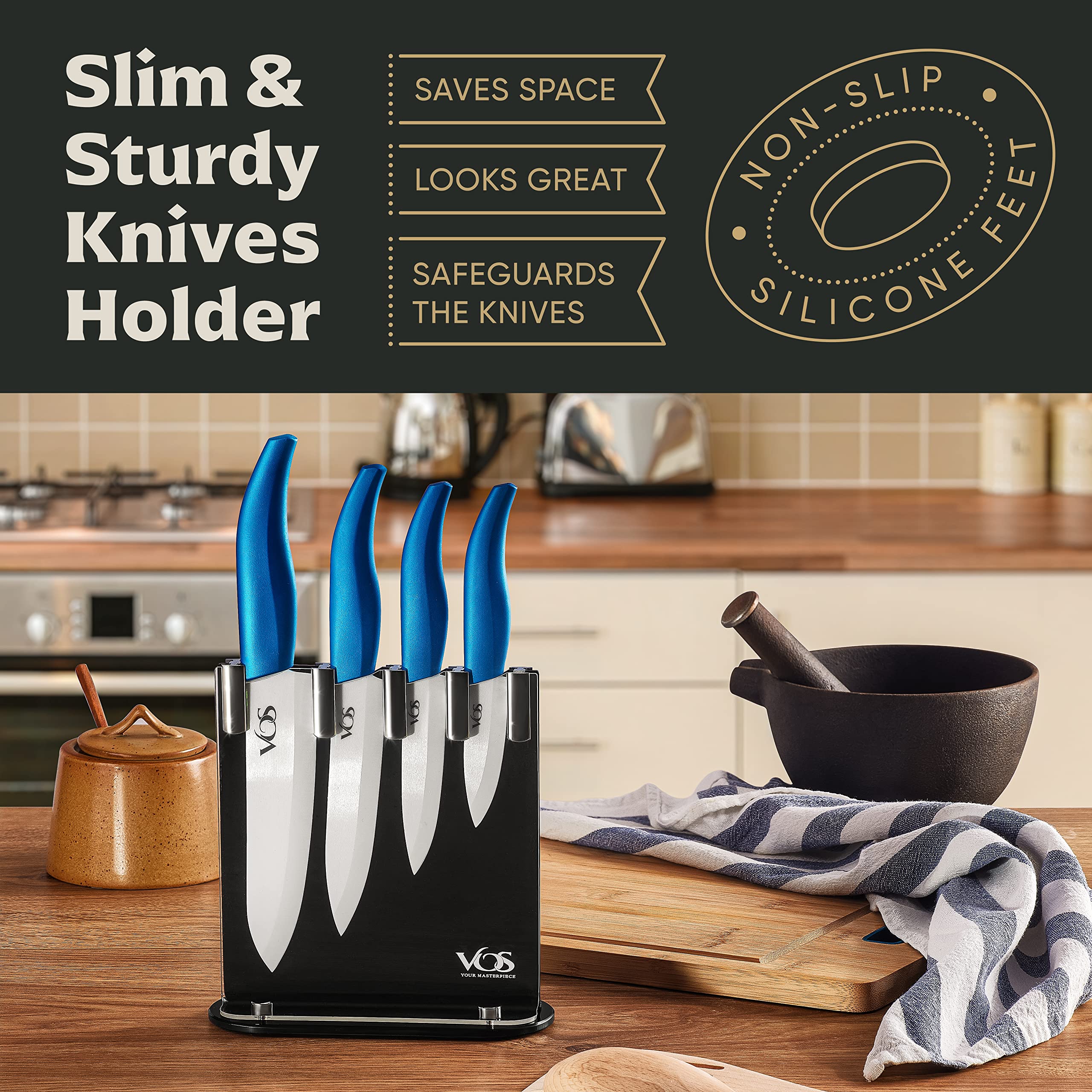 Premium Ceramic Knife Set with Wooden Block - 3