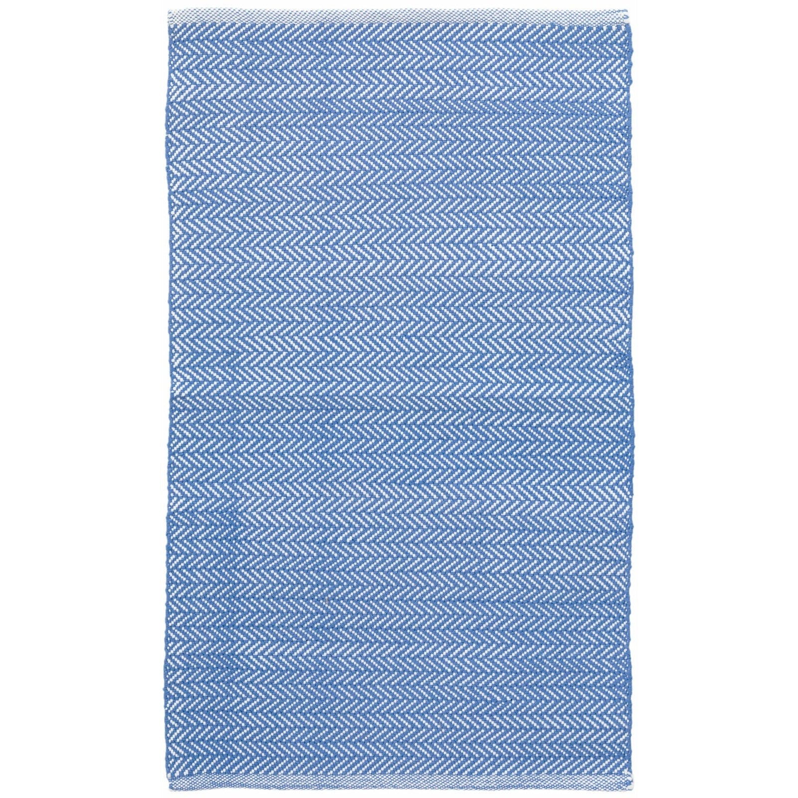 Dash & Albert Herringbone French Blue and White Indoor Outdoor Rug - Perfect for Living Room, Patio, and Bedroom Decor