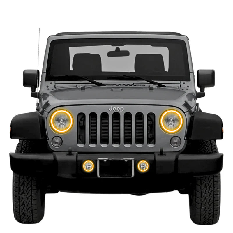 Jeep Wrangler JK Multicolor LED Halo Headlight Kit (2007-2016) - Upgrade Your Off-Road Lighting for Night Adventures