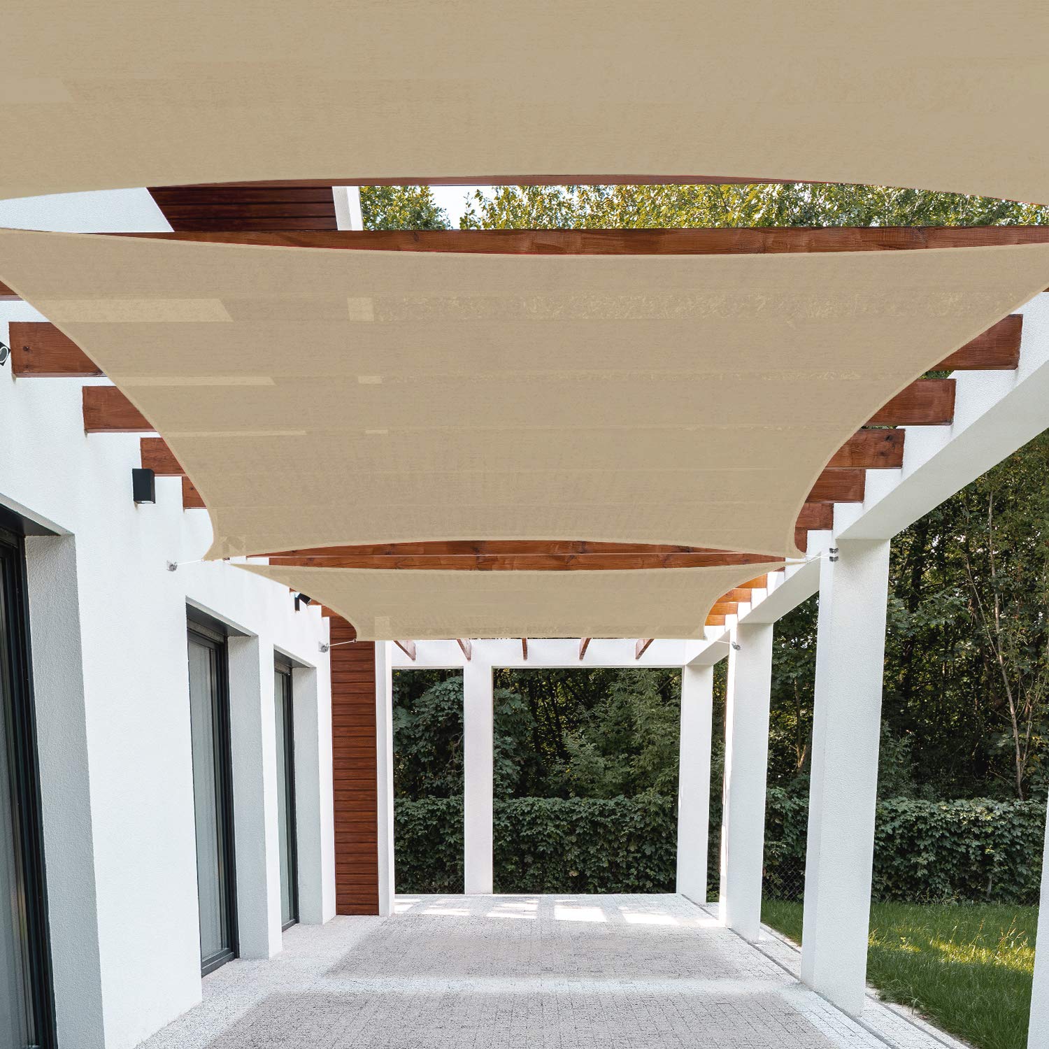 17' x 19' UV Blocking Sand Color Sun Shade Sail Canopy for Patio, Beach & Backyard - Breathable Durable Outdoor Shade Fabric with Custom Sizing Options - Perfect for Poolside Lounging, Picnics and Outdoor Entertaining