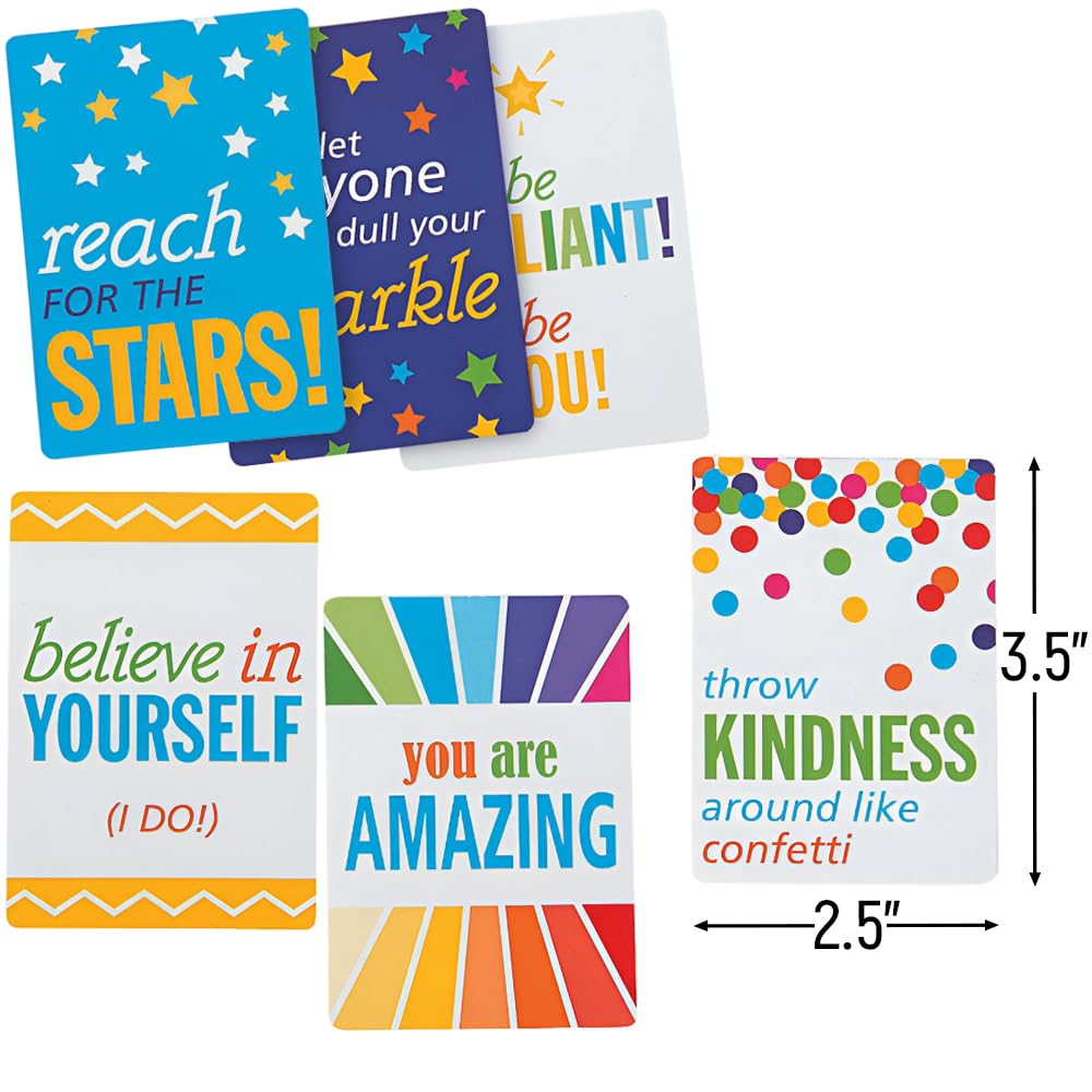 Fun Express Mini Encouragement Cards - 48pcs Motivational & Inspirational Greeting Cards for Women, Kids Educational Activities - Perfect for Christmas Gifts, Classroom Rewards & Daily Affirmations