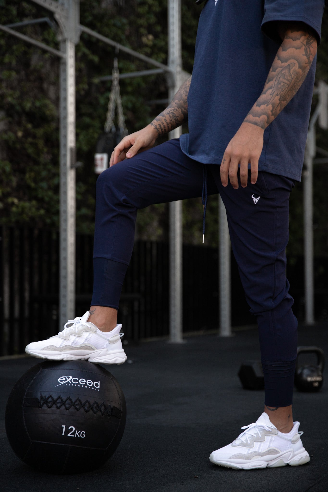 Cerus Navy Training Club High Rib Jogger Pants - Men's Athletic Workout Joggers with Elastic Waistband for Gym, Running & Casual Wear