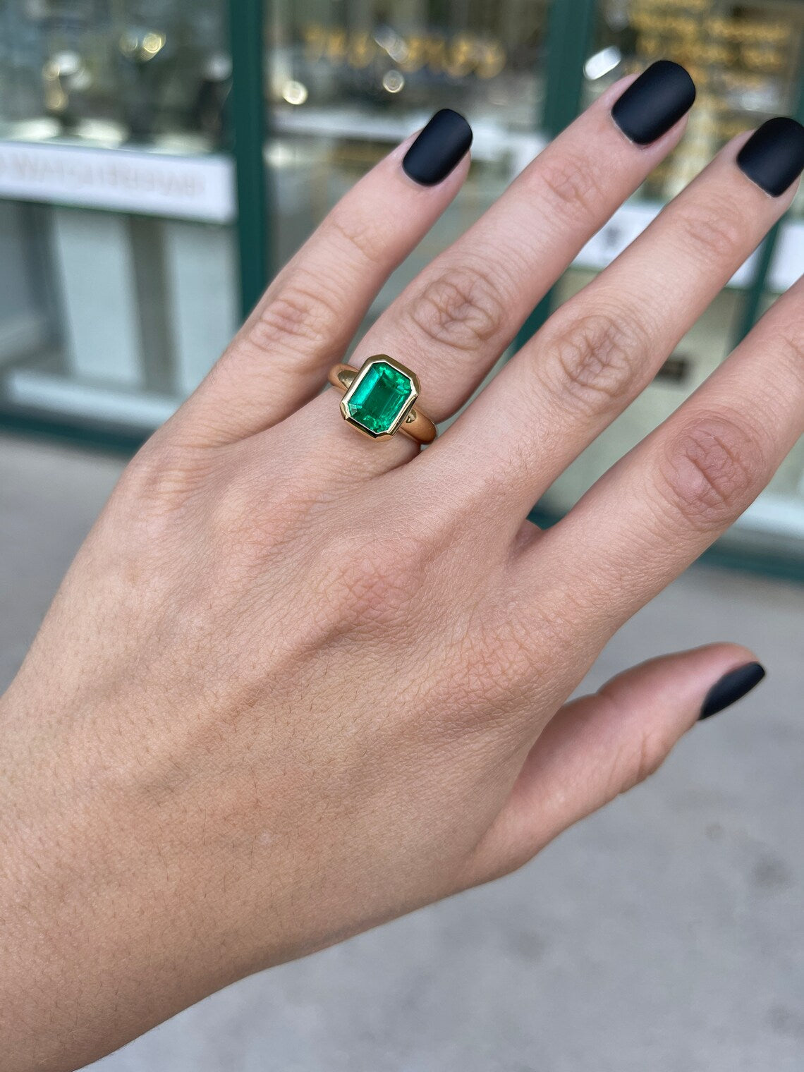 3.92 Carat AAA Colombian Emerald Ring - Bezel Set Emerald Cut Solitaire in 18K Gold for Engagement, Wedding & Special Occasions