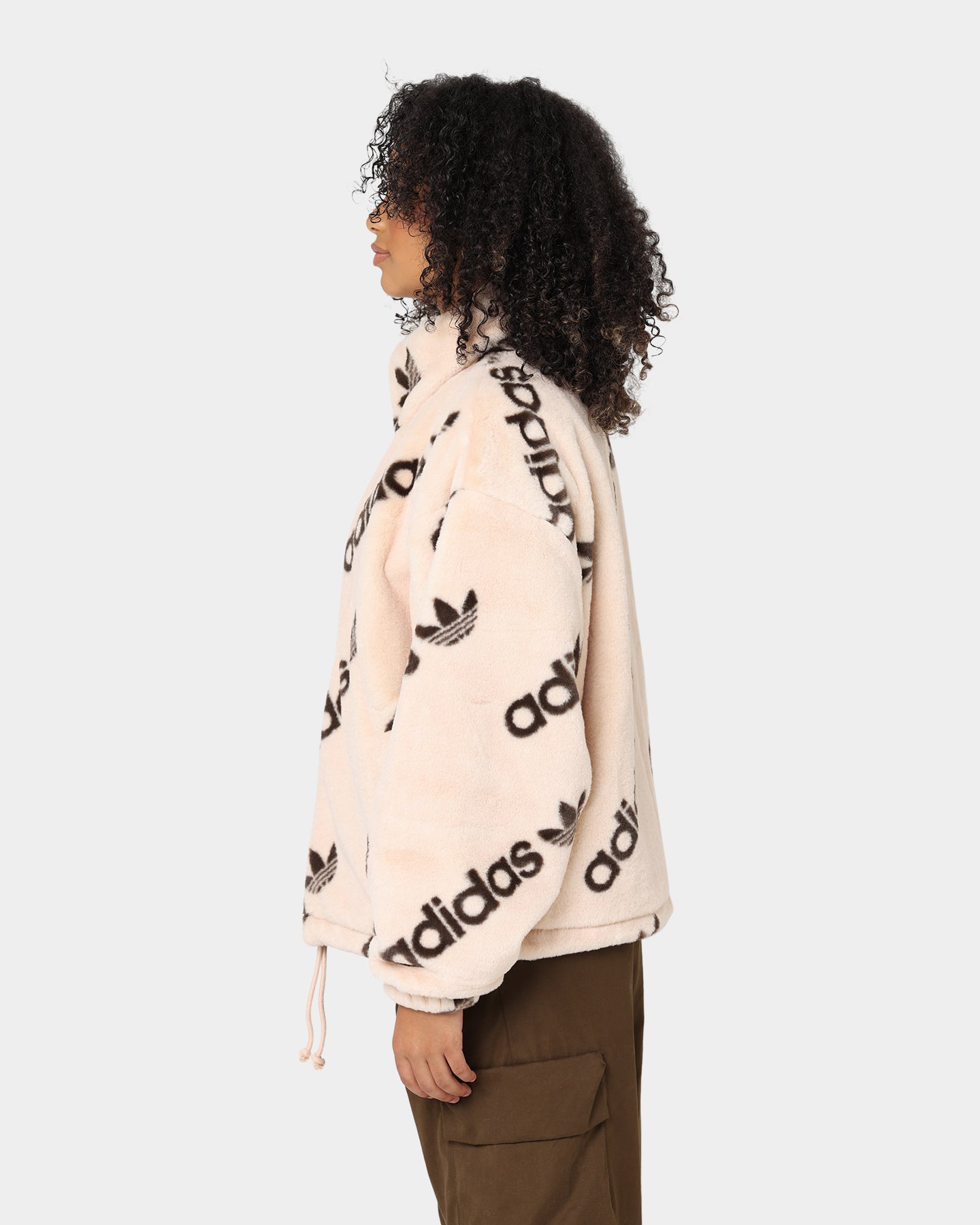 Adidas Women's Fur Jacket Halo Blush - Cozy Winter Outerwear for Fashion & Streetwear | Perfect for Cold Weather & Casual Outings