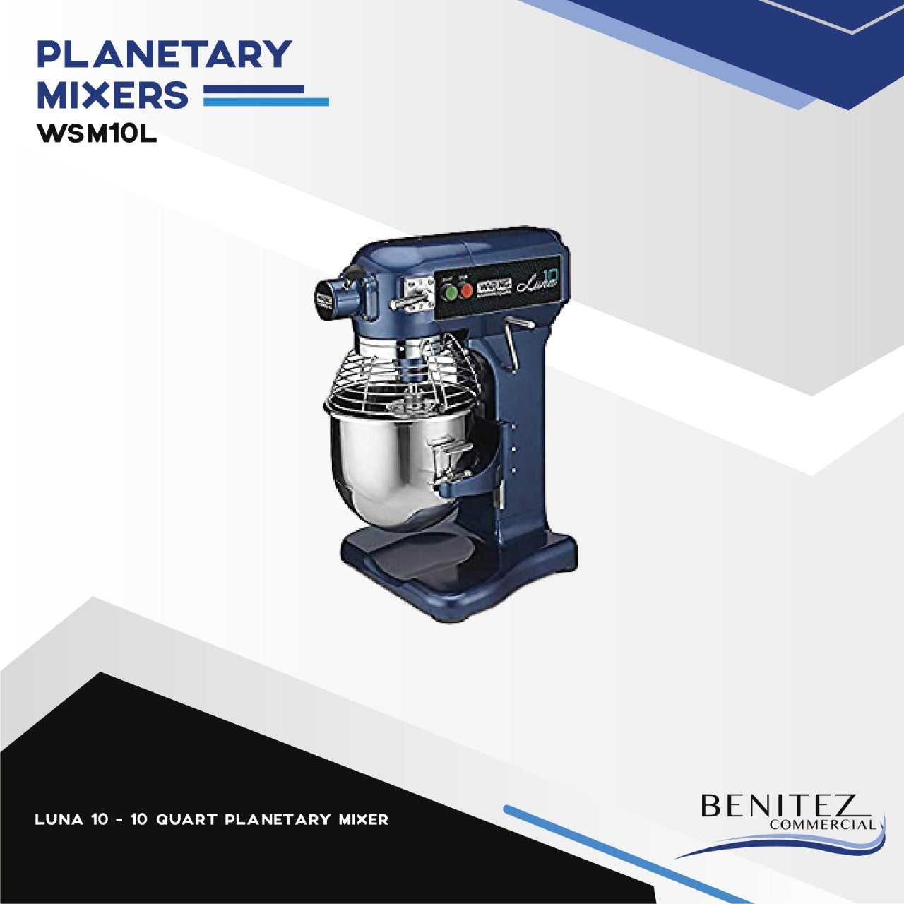 10 Quart Commercial Planetary Mixer - WSM10L Heavy Duty Dough Mixer for Baking, Pizza, Bread, Cookies - Perfect for Bakeries, Restaurants, and Home Kitchens