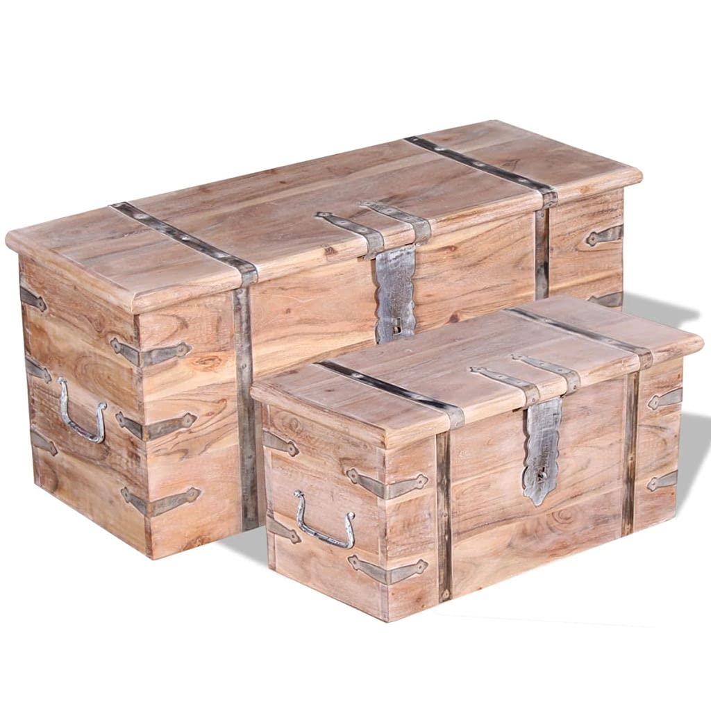 Handmade Acacia Wood Jewelry Box Organizer - 2 Piece Decorative Keepsake Storage Chest Set with Lock, Perfect Birthday & Housewarming Gift (Fast Shipping) | Jewelry Storage, Ring Organizer, Treasure Box for Bedroom & Vanity
