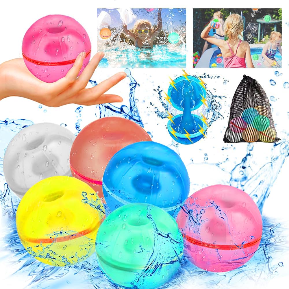 Magnetic Water Pumps, 6-Pack Reusable Self-Sealing Water Toys for Kids & Adults - Outdoor Garden Play, Pool Party, Beach Fun, and Summer Water Games