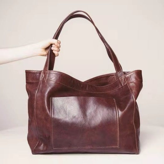 Large Capacity Oil Wax Canvas Tote Bag for Women - Durable Shoulder Bag for Work, Travel & Shopping - Stylish & Spacious Handbag for Everyday Use