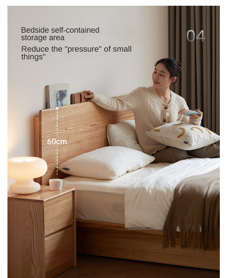 Oak Solid Wood Floating Nightstand with Storage - Modern Bedside Shelf for Bedroom, Living Room & Office Organization