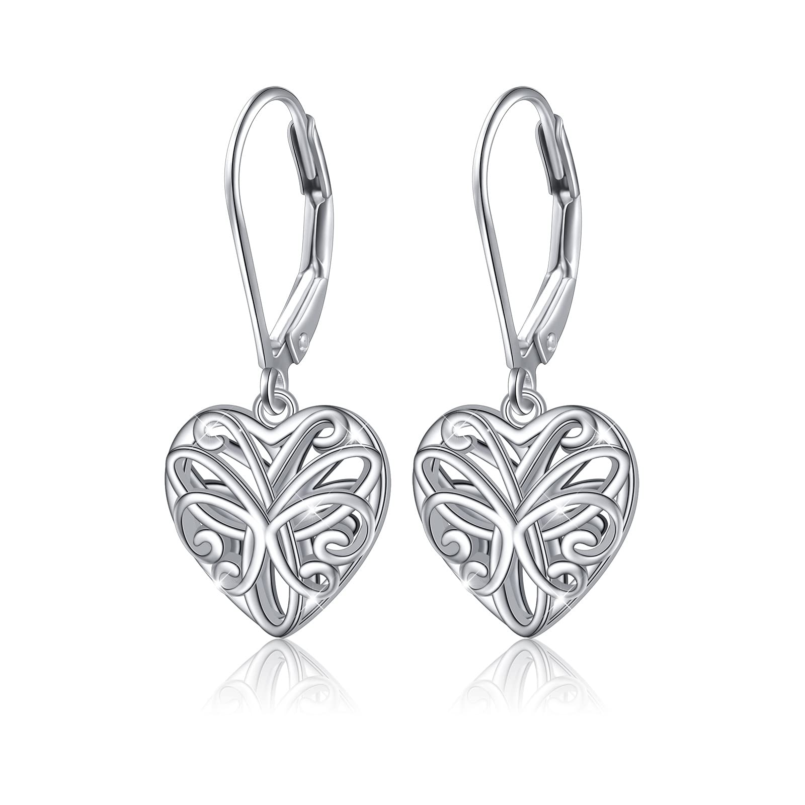 S925 Sterling Silver Heart Drop Dangle Stud Earrings for Women - Elegant Valentine's Day, Anniversary & Birthday Gifts for Her - Perfect for Date Night, Party & Special Occasions