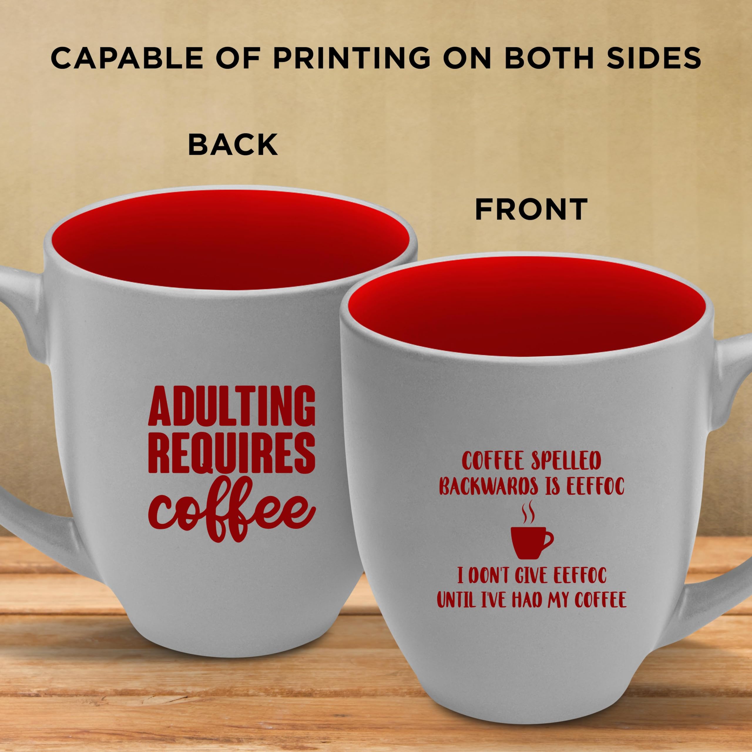Custom 16oz Two-Tone Coffee Mugs Set of 50 - Personalized Bulk Pop Out Bistro Mugs for Coffee, Hot Cocoa & Beverages - Red - Perfect for Restaurants, Cafes & Corporate Gifts
