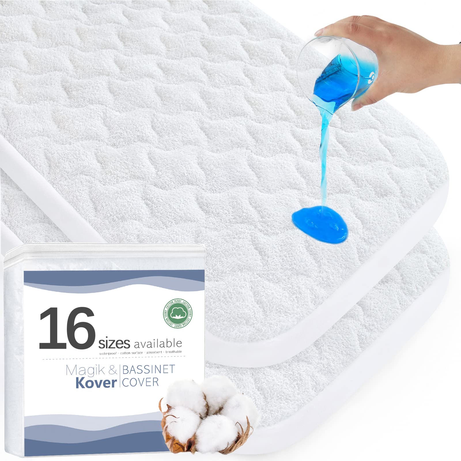 Waterproof Bassinet Mattress Pad Cover - Fits AirClub, AMKE 3-in-1 (21